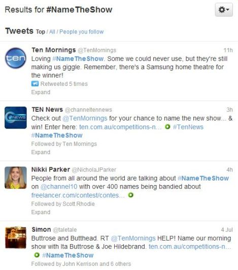 Ten name the show tweets